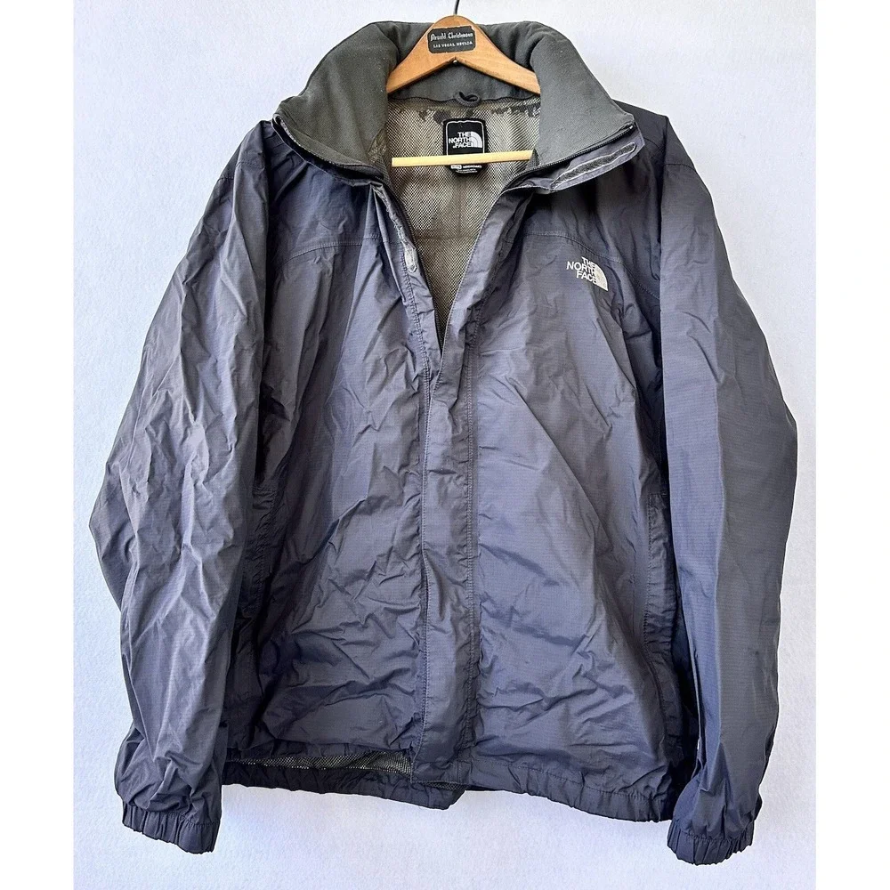North Face Jacket Rain Windbreaker Hooded Men's XL Blue Resolve